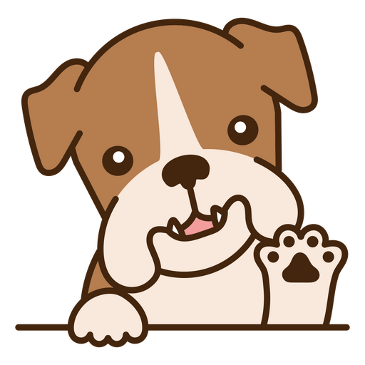 Brown and white bulldog with paws sticking out PNG Design