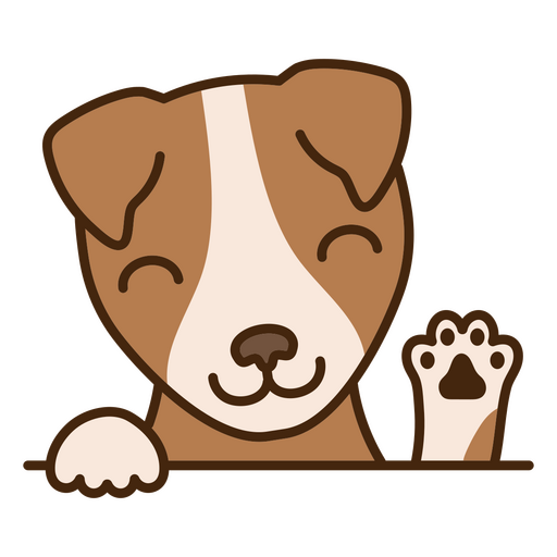 Brown and white dog with paws up PNG Design