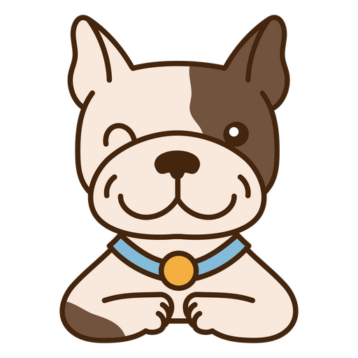 Perro de dibujos animados con un collar sentado Diseño PNG