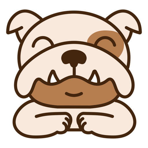 Braune und weiße Bulldogge sitzt PNG-Design