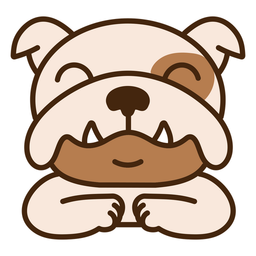 Brown and white bulldog sitting PNG Design
