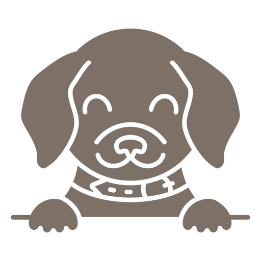 Perro marrón con cara sonriente. Diseño PNG
