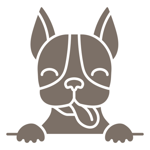 Perro marrón con la lengua fuera. Diseño PNG