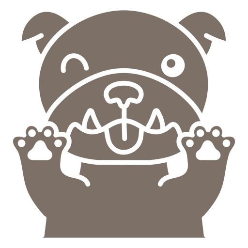 Braune Bulldogge mit heraushängender Zunge und erhobenen Pfoten PNG-Design
