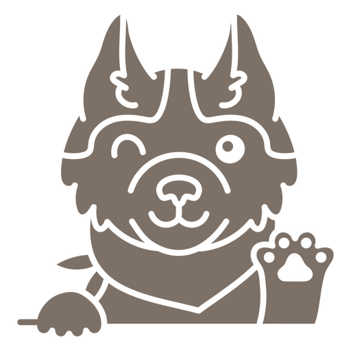 Grey dog with paws up PNG Design