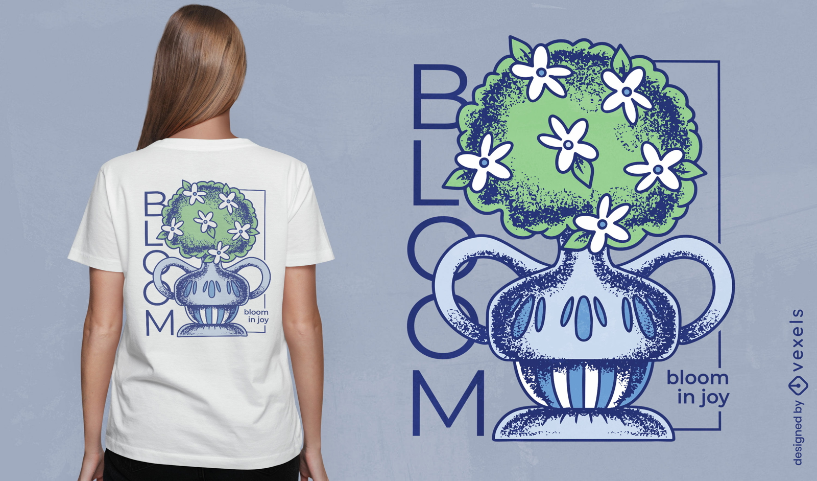 Bloom en dise?o de camiseta de jarr?n de plantas de alegr?a