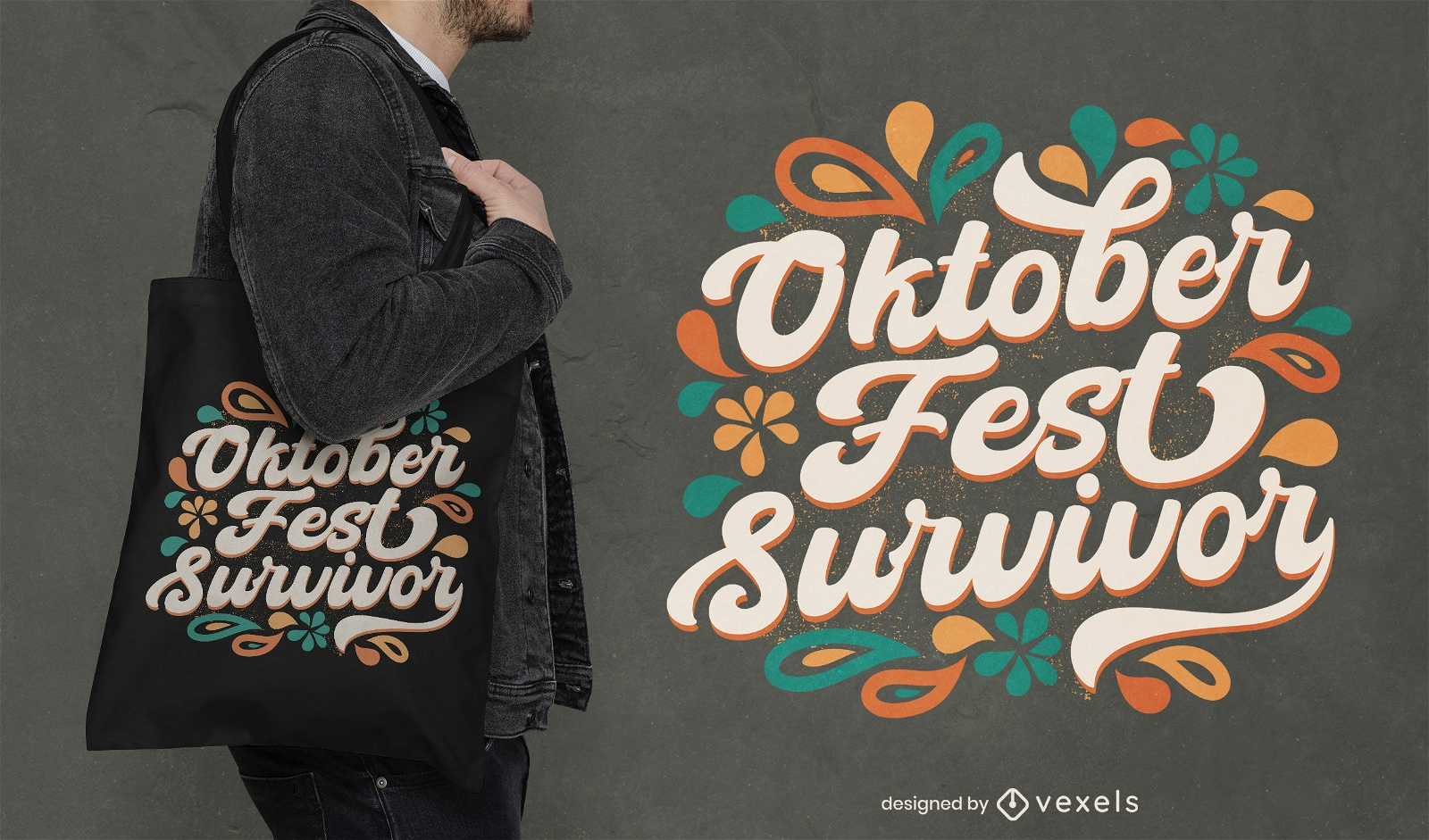 Design de sacola com letras de sobrevivente da Oktoberfest