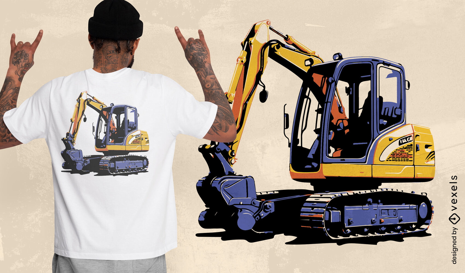 Mini Excavator T shirt Design Vector Download