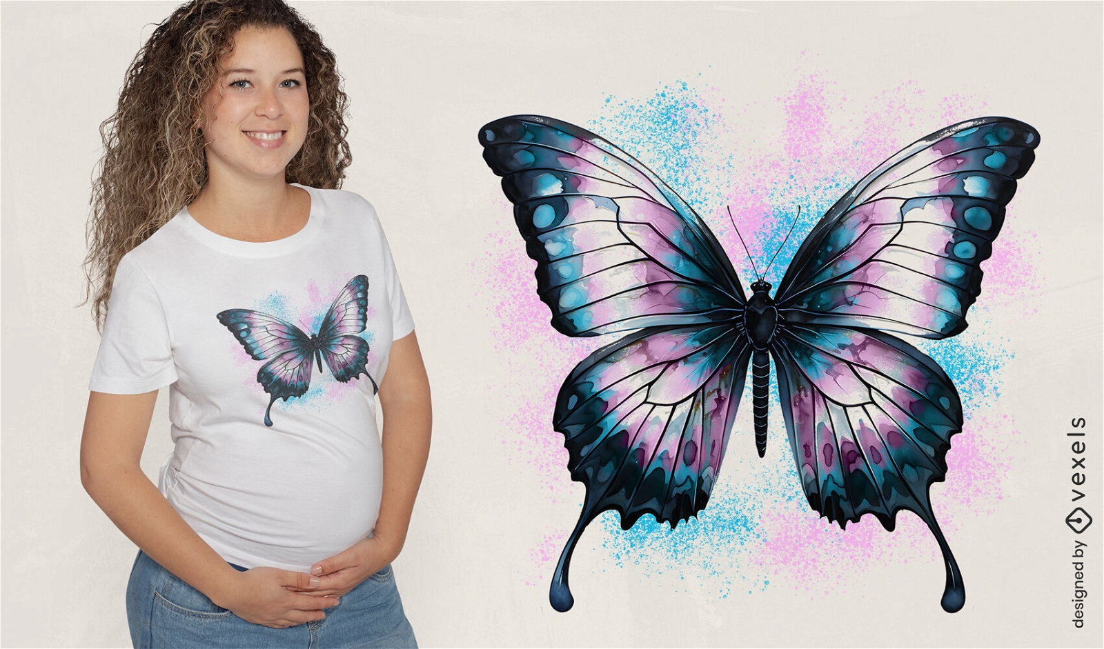 Diseño de camiseta con bandera trans de mariposa.