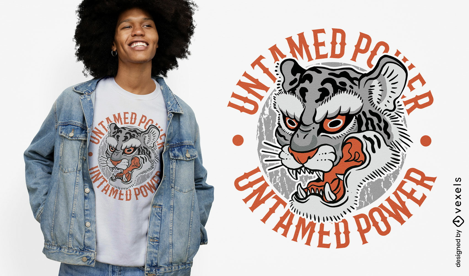 Ungezähmtes Power-Tiger-T-Shirt-Design