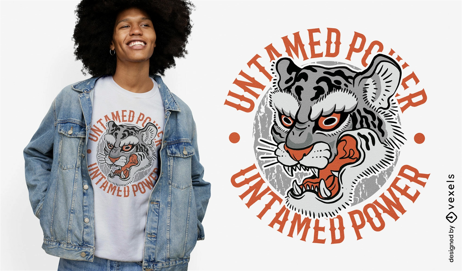 Untamed power tiger t-shirt design