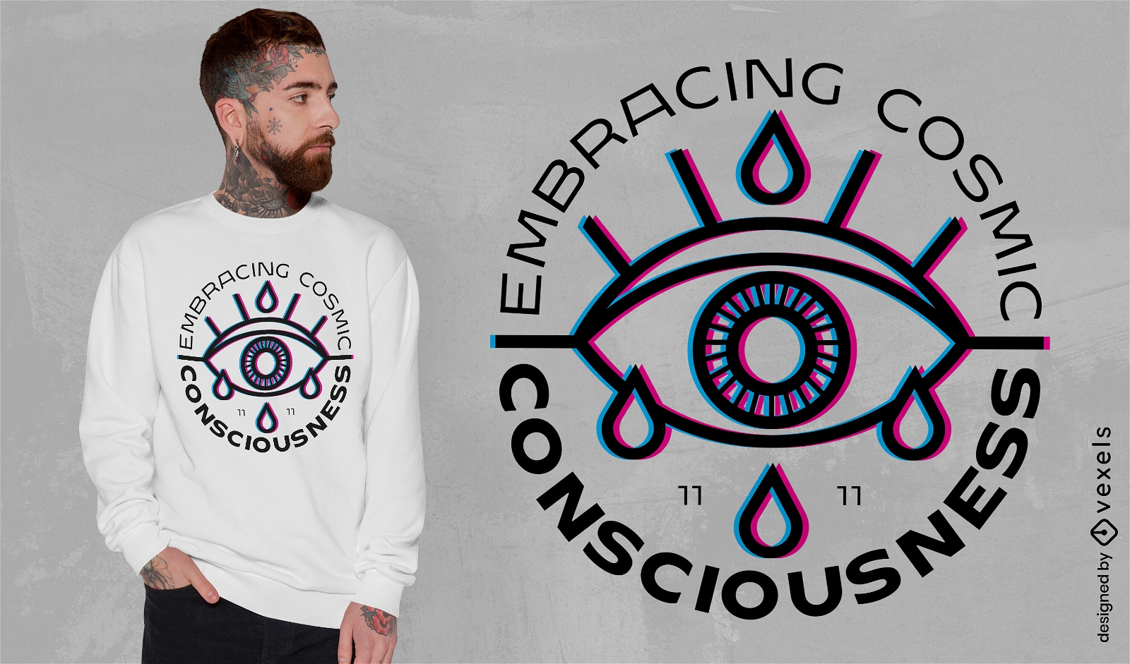 Design de camiseta com citação de consciência cósmica