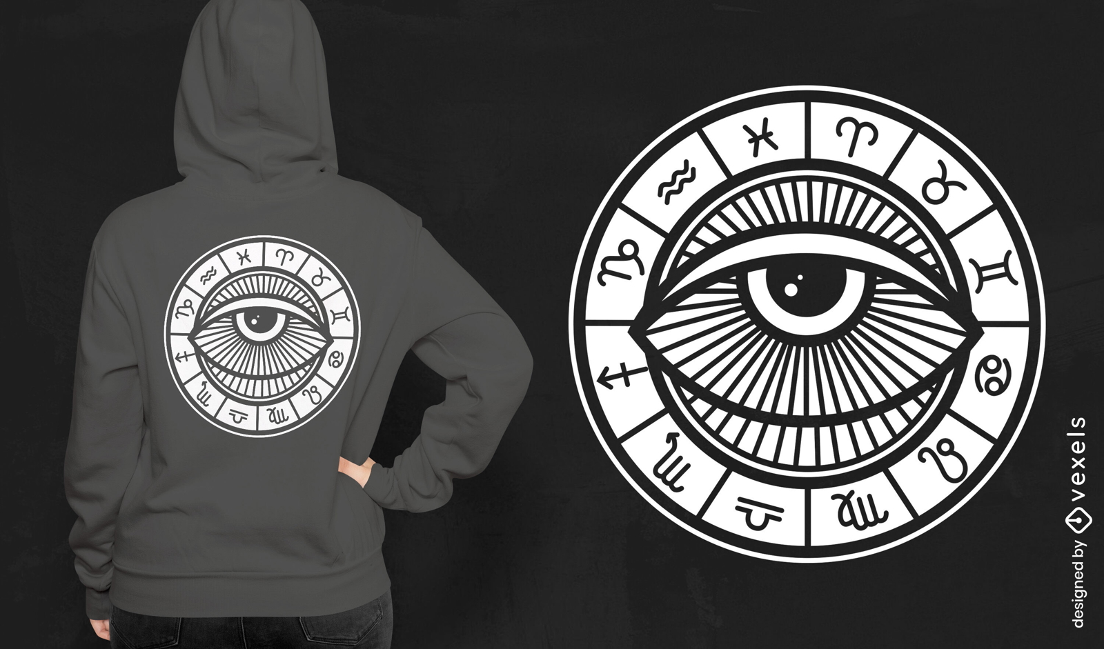 Diseño de camiseta de ojo del zodiaco.