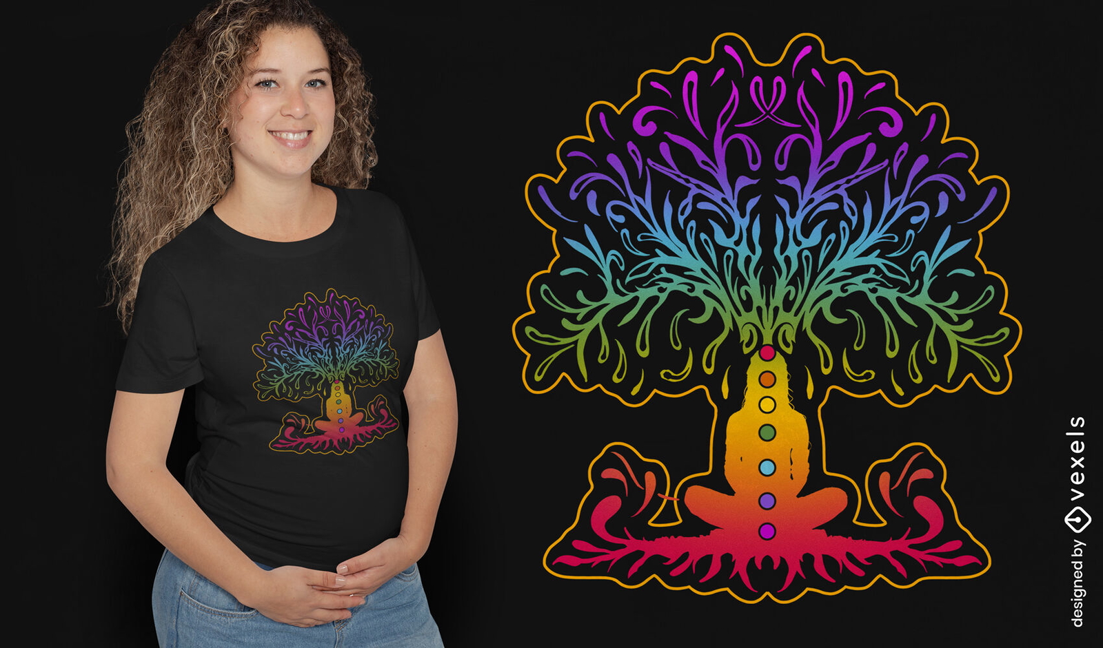 Diseño de camiseta colorido árbol de la vida.