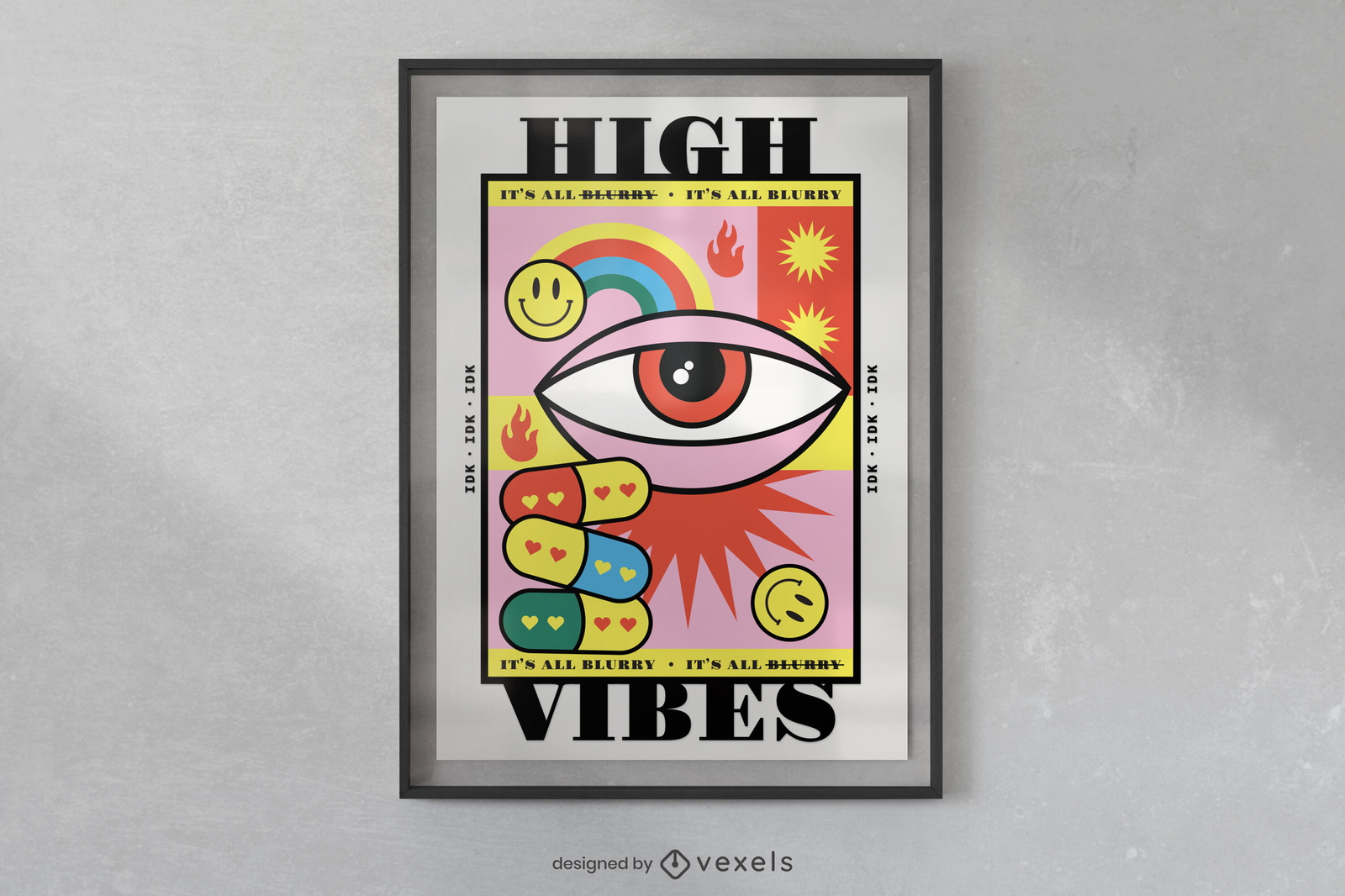 Drugs cartoon funny poster design