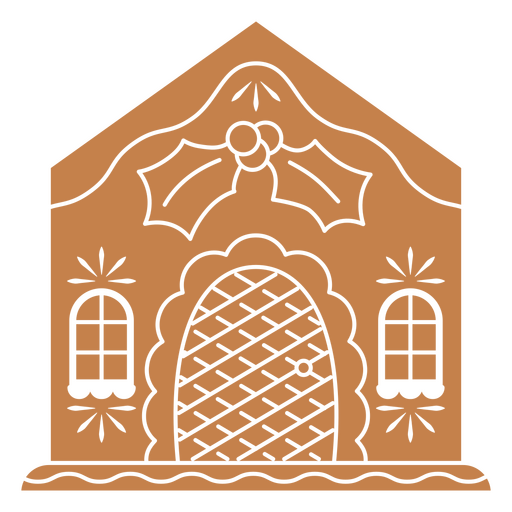 Casa de pão de gengibre com porta e azevinho Desenho PNG