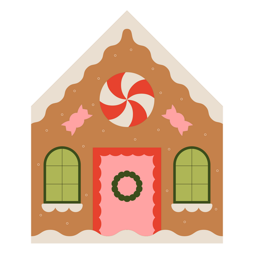 Casa de pão de mel com um doce grande Desenho PNG