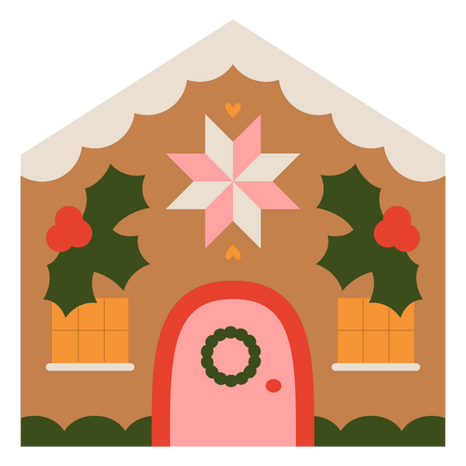 Gingerbread house with holly and berries PNG Design