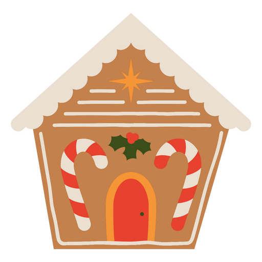 Casa de pão de gengibre com bastões de doces Desenho PNG