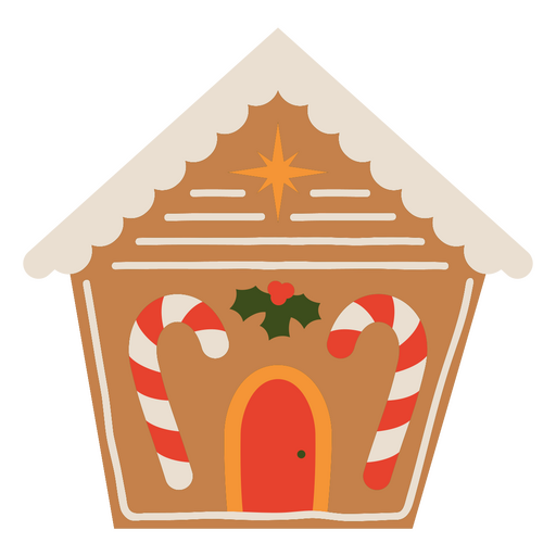 Gingerbread house with candy canes on it PNG Design