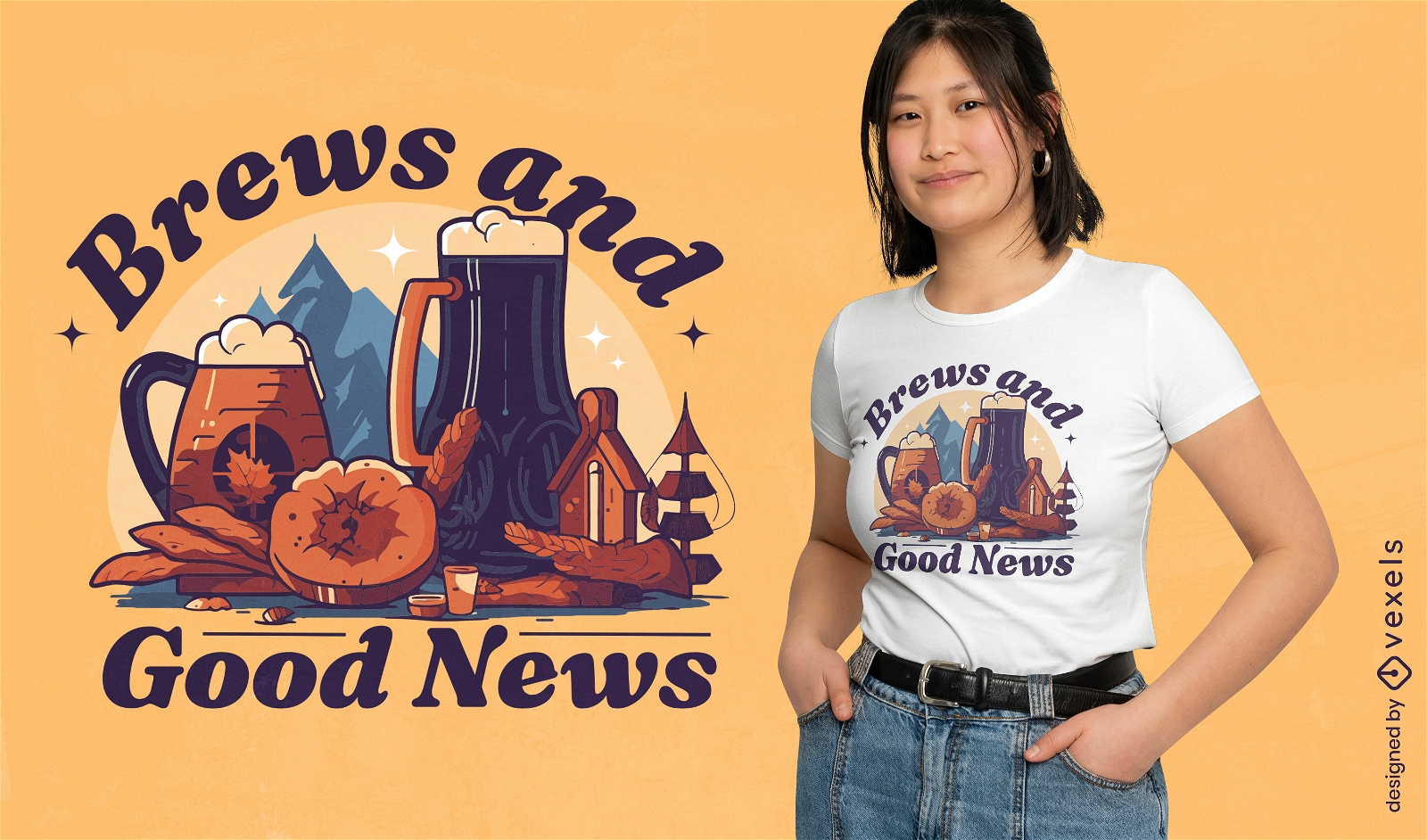 Brews and good news t-shirt design