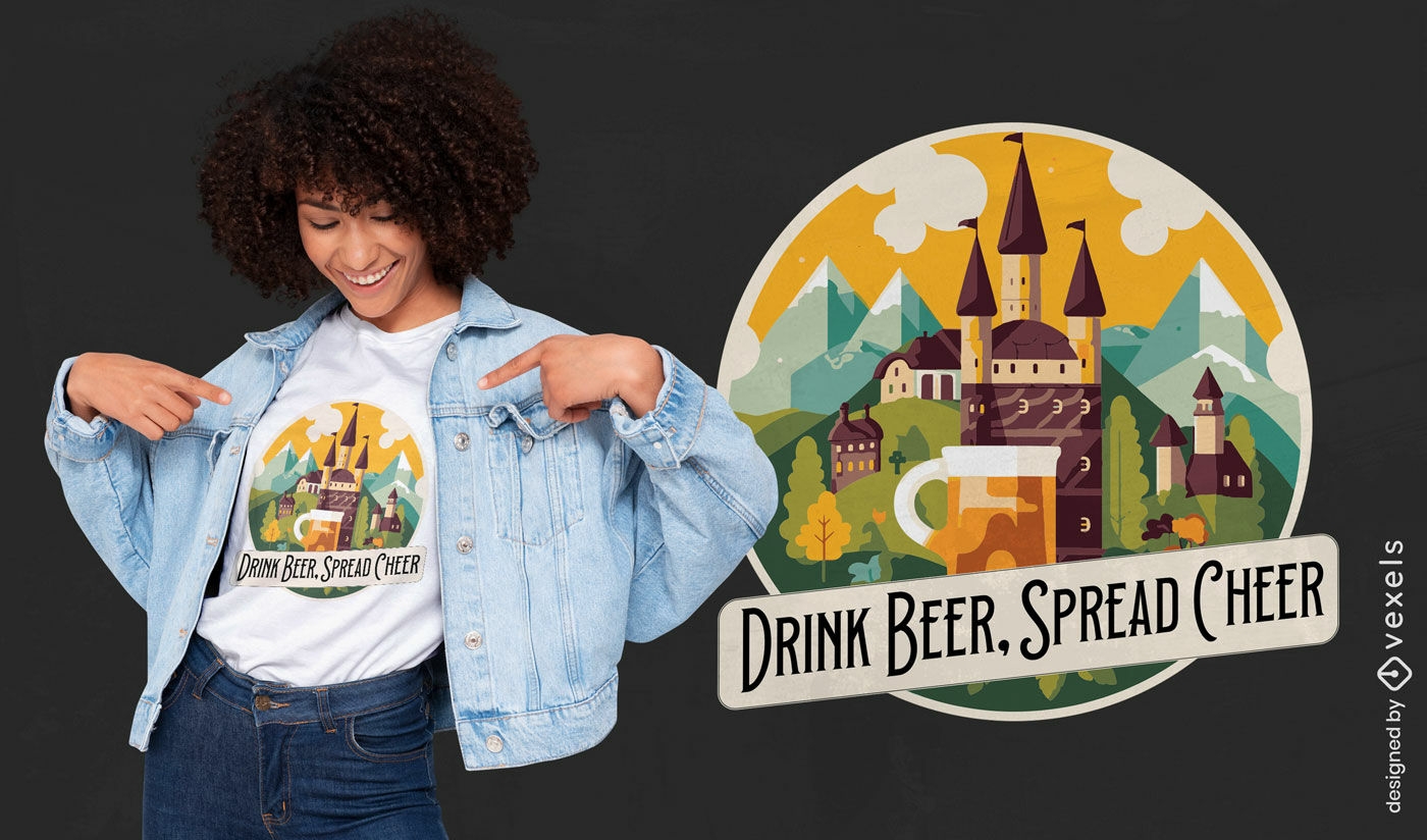 Design de camiseta de alegria para beber cerveja