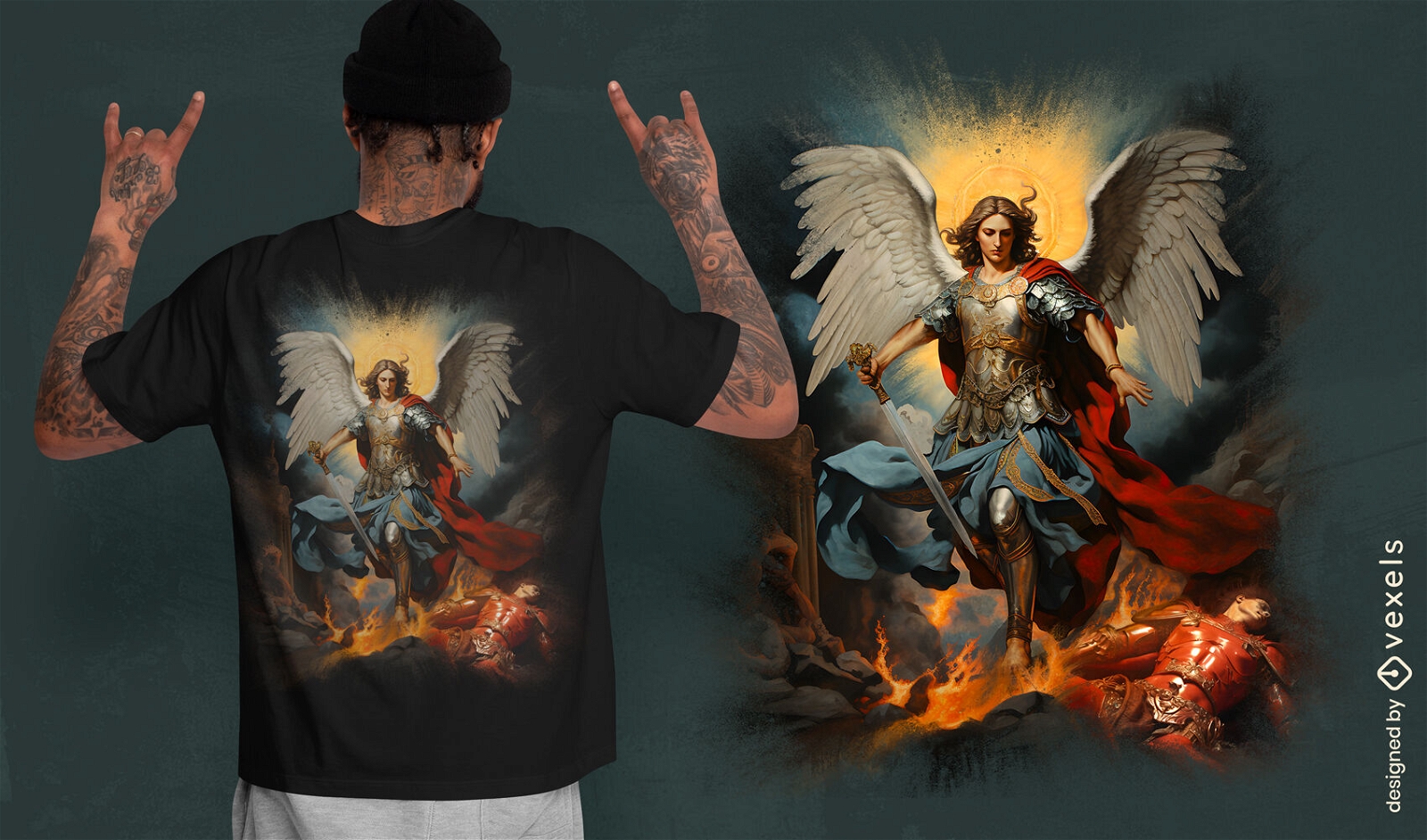Diseño de camiseta de batalla de arcángel.