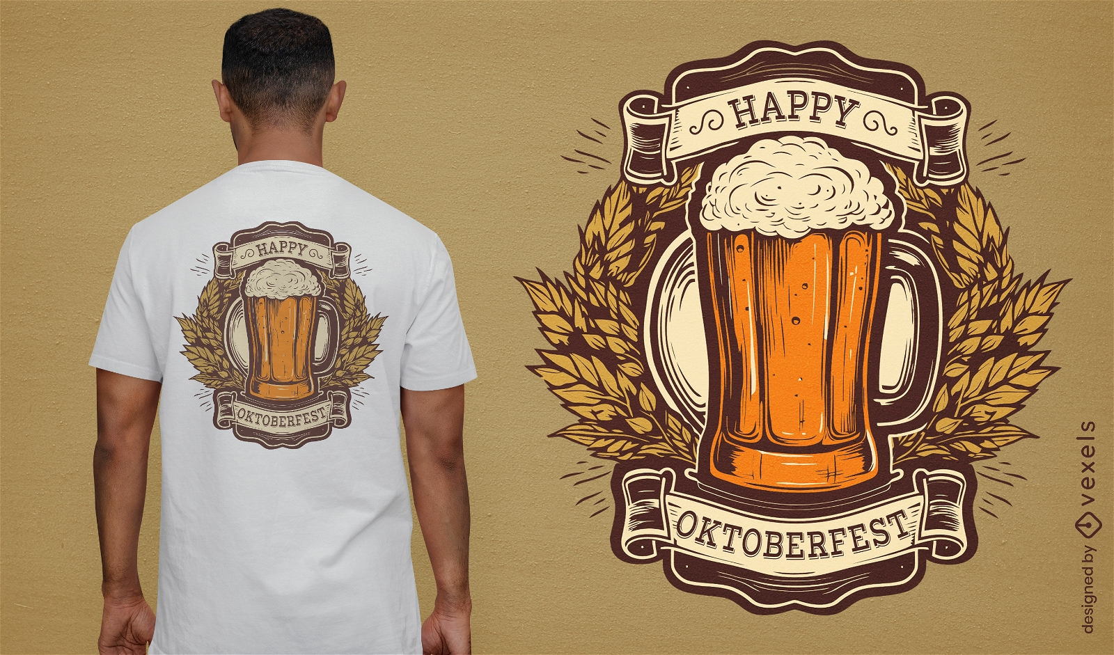 Diseño de camiseta de insignia de cerveza Oktoberfest