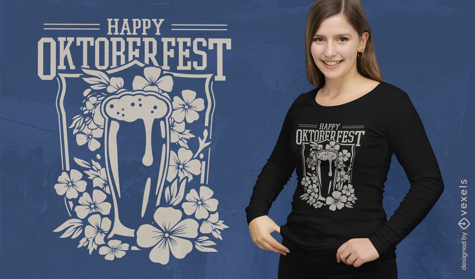 Diseño floral de camiseta de oktoberfest