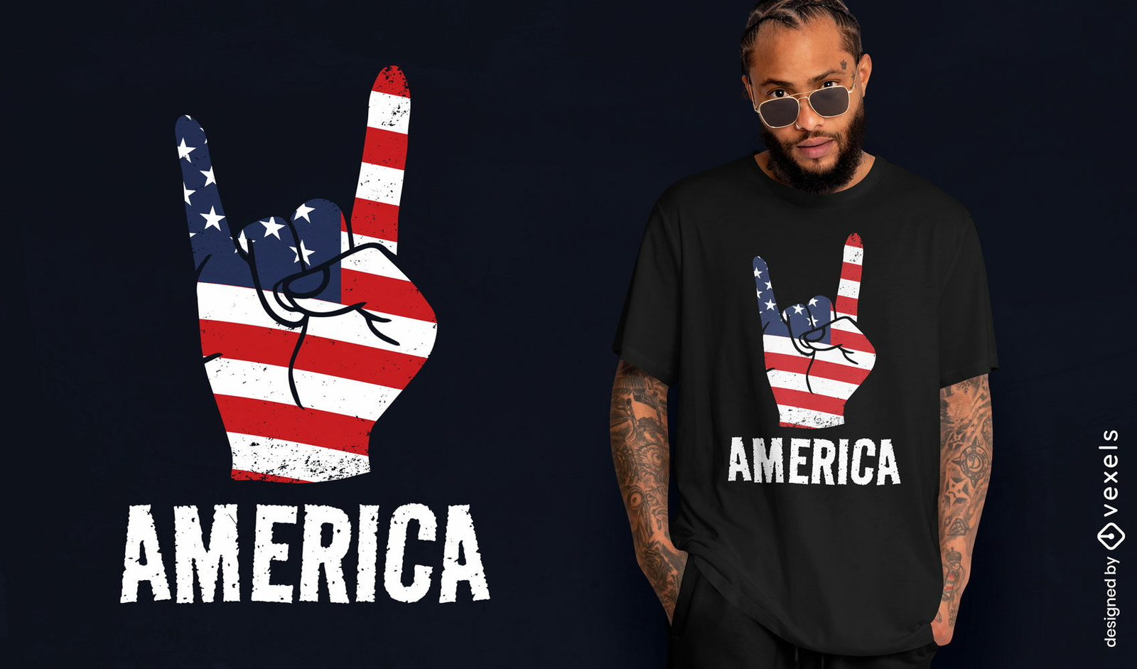 Diseño de camiseta de rock and roll americano.