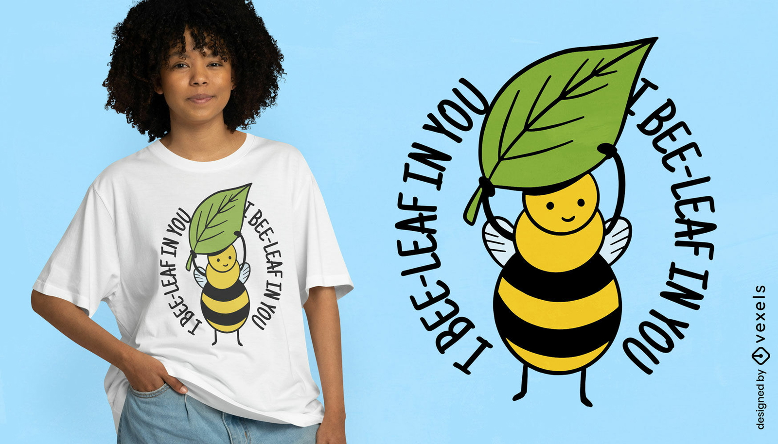 Diseño de camiseta de hoja de abeja en ti.