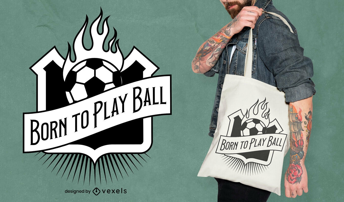 Football soccer sport label tote bag design