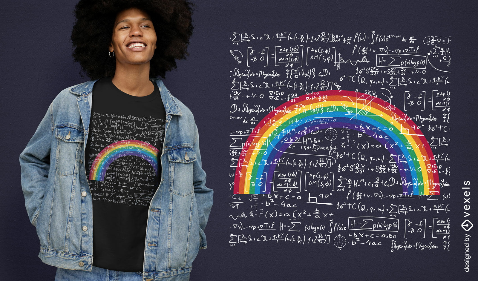 Diseño de camiseta de matemáticas arcoiris.