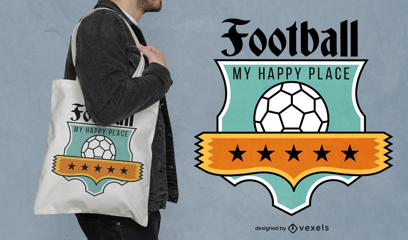 Design de sacola de distintivo de bola de futebol