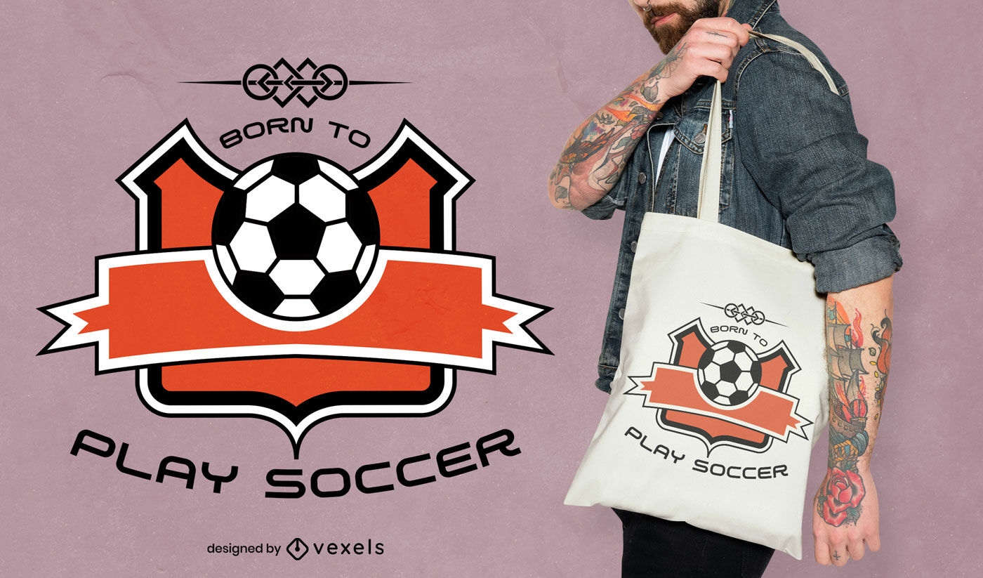 Design de sacola de distintivo de esporte de bola de futebol