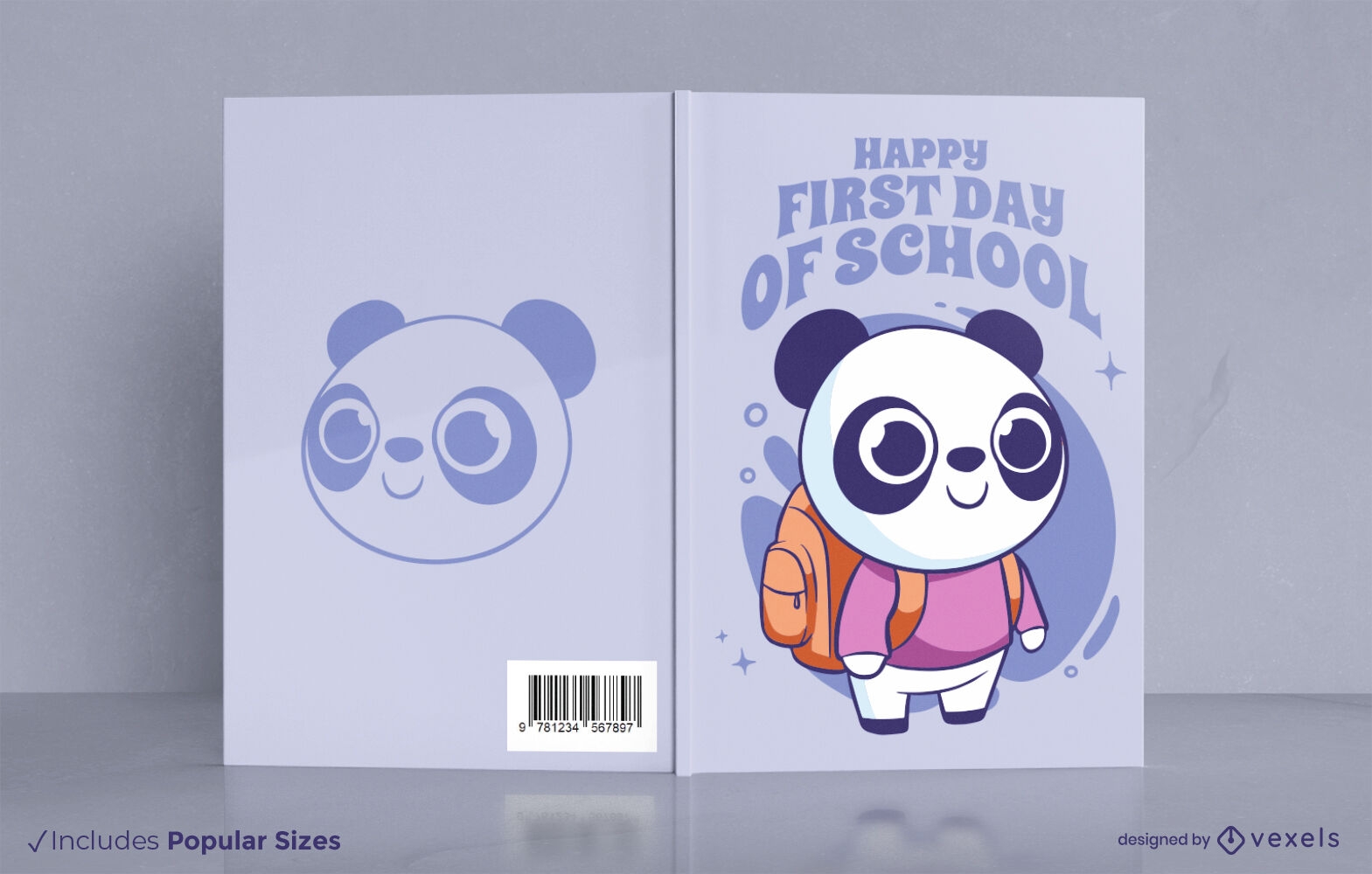 Panda first day of school book cover design KDP