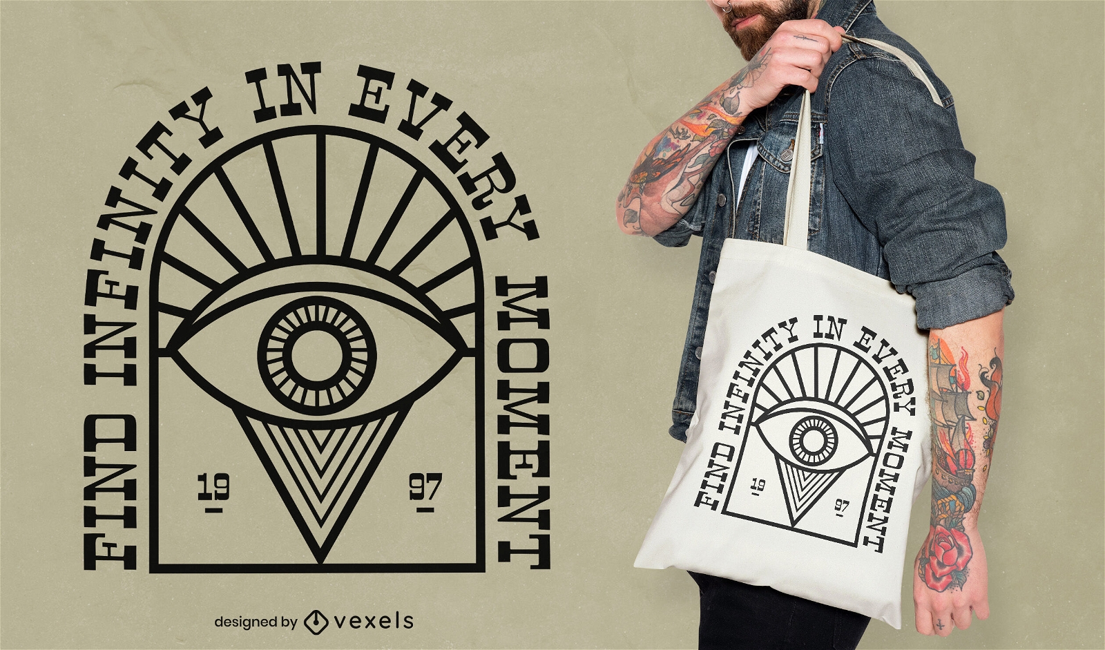 Cosmic eye and astrology tote bag design