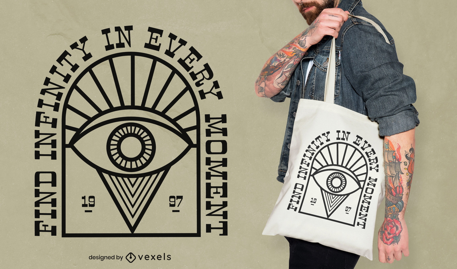 Diseño de bolsa de asas de astrología y ojo cósmico