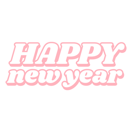 Feliz año nuevo en texto rosa Diseño PNG