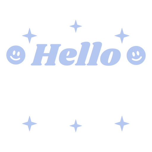 Das Wort Hallo mit Sternen und Smileys PNG-Design