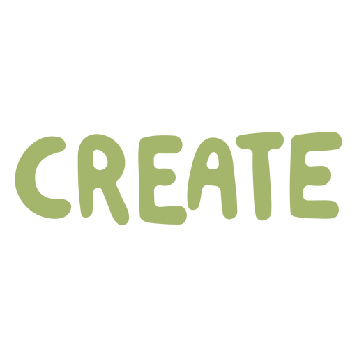The word create in green PNG Design