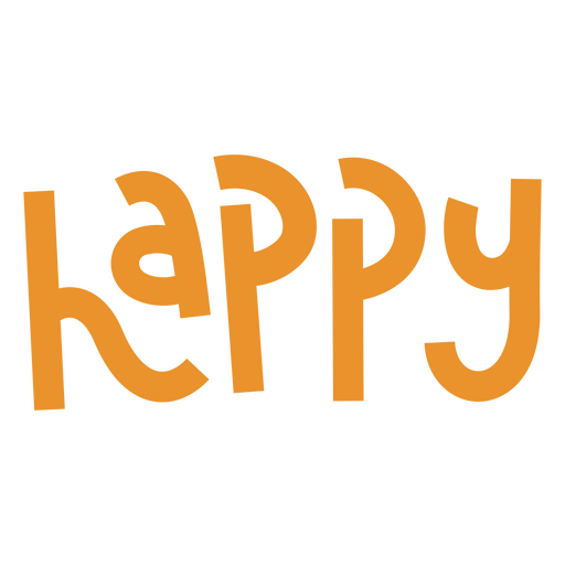 Das Wort glücklich in Orange PNG-Design