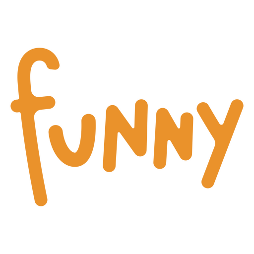 La palabra gracioso en naranja. Diseño PNG
