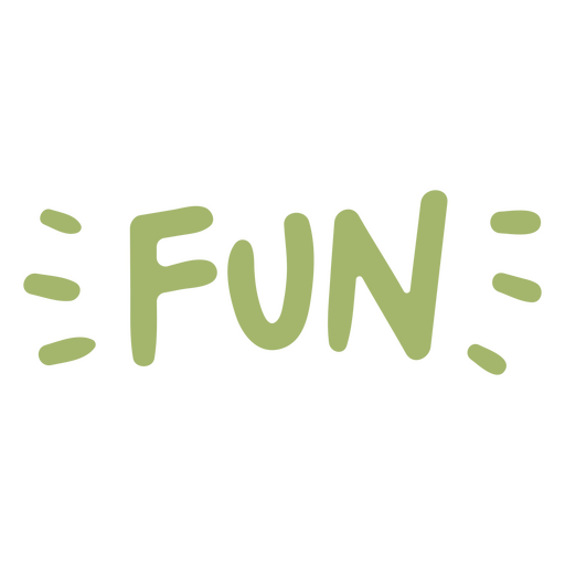 La palabra diversión en verde. Diseño PNG