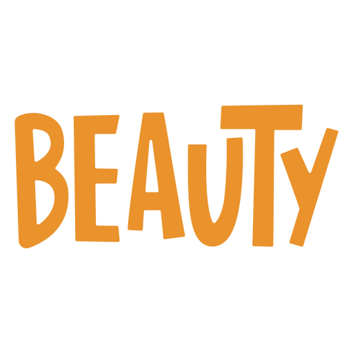 La palabra belleza en naranja. Diseño PNG