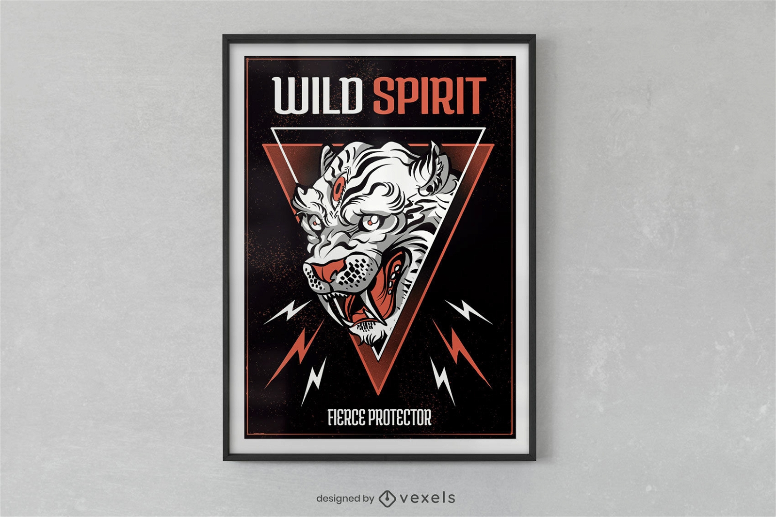 White tiger animal poster design