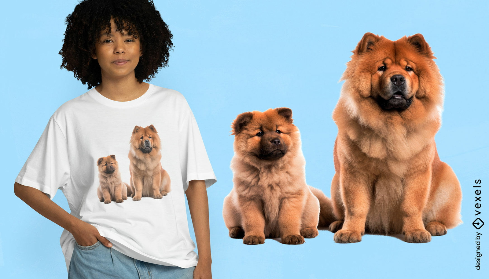 Diseño de camiseta de perros Chow Chow.