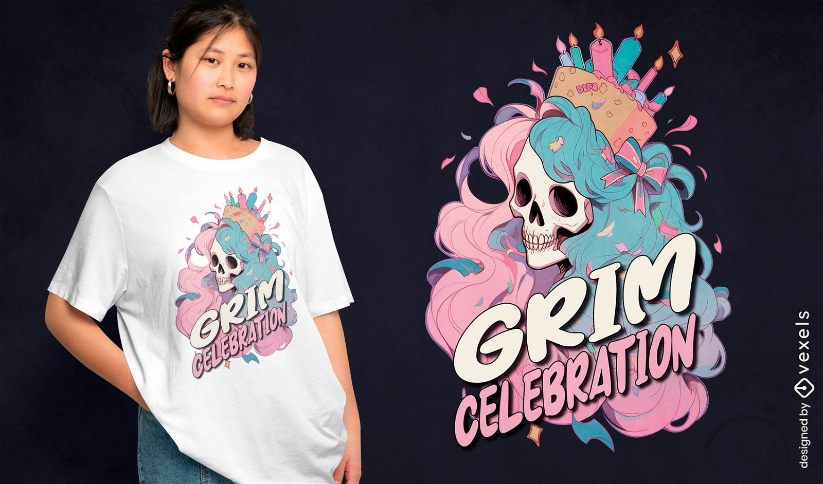 Süßes Skelett-Prinzessin-Geburtstags-T-Shirt PSD