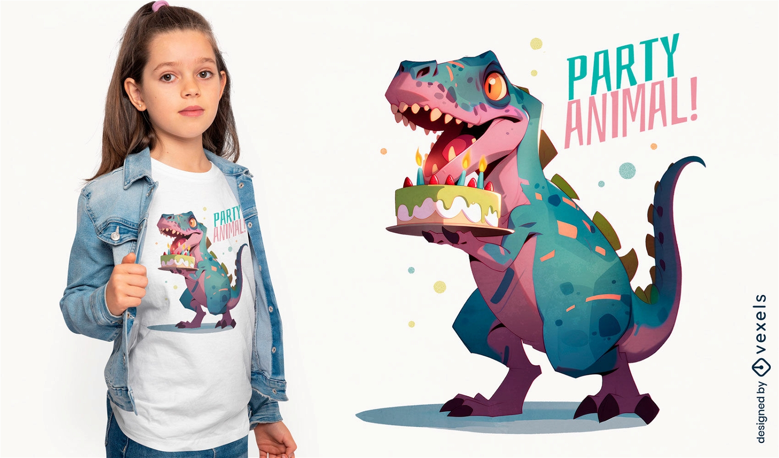 Camiseta de fiesta de cumpleaños de dinosaurio psd