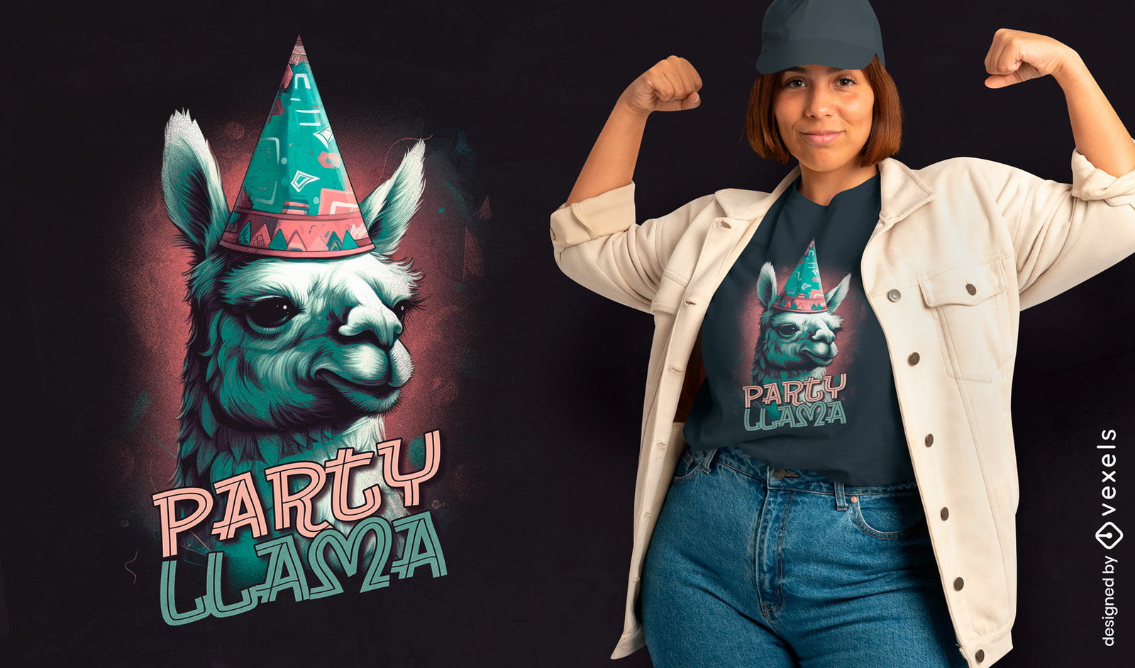 Camiseta de fiesta de cumpleaños de animales llama psd